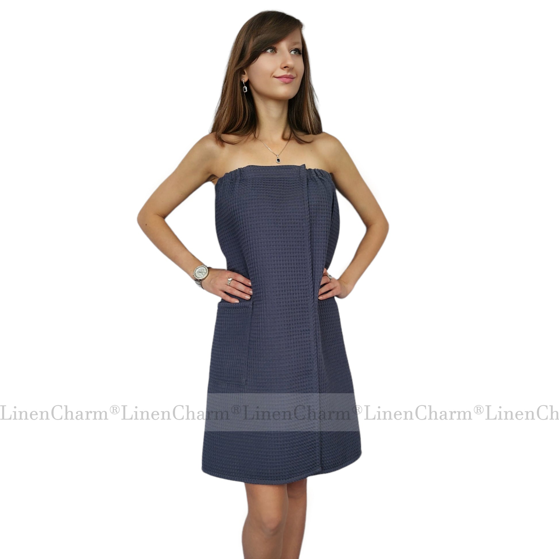 Saunatuch für Frauen | XS–6XL, weiche Baumwolle – perfekt für Bad, Sauna & Pool – in Anthrazit