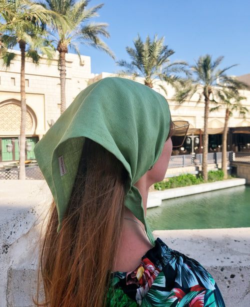 Leinen Bandana in Fern – Weiches Kopftuch aus 100% Leinen | Stirnband & Haarband