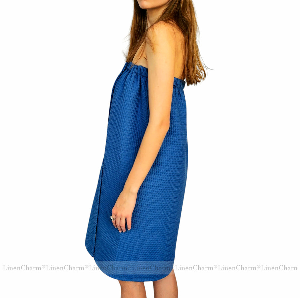 Saunatuch für Frauen | XS–6XL, weiche Baumwolle – perfekt für Bad, Sauna & Pool – in Blau