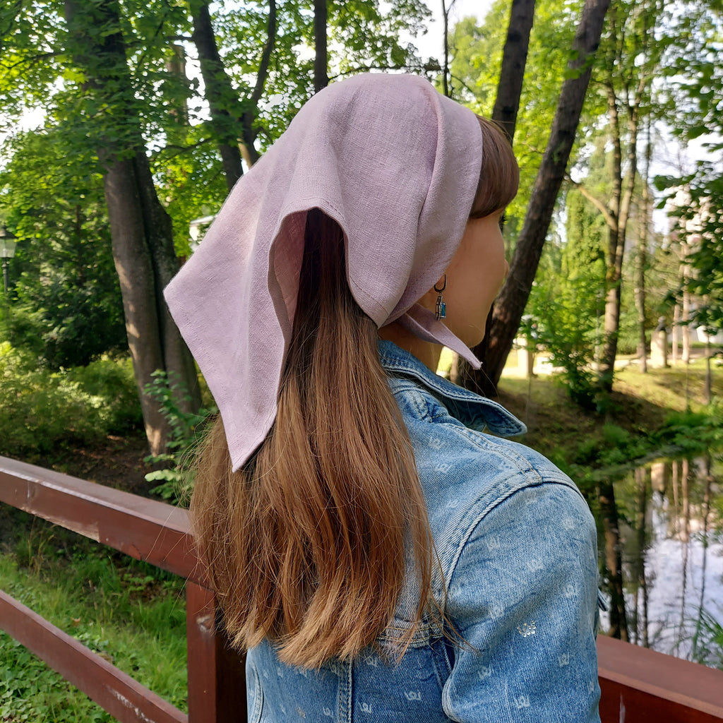 Leinen Bandana in Dusty Lilac – Weiches Kopftuch aus 100% Leinen | Stirnband & Haarband