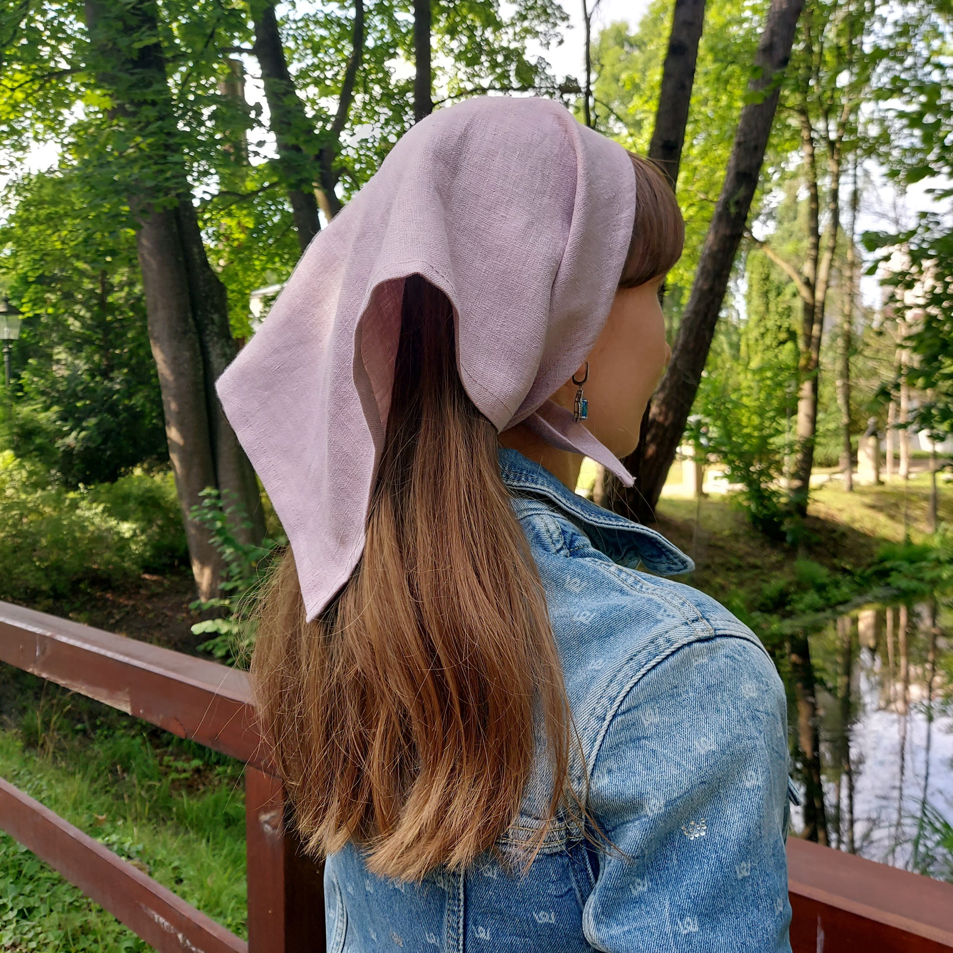 Leinen Bandana in Dusty Lilac – Weiches Kopftuch aus 100% Leinen | Stirnband & Haarband