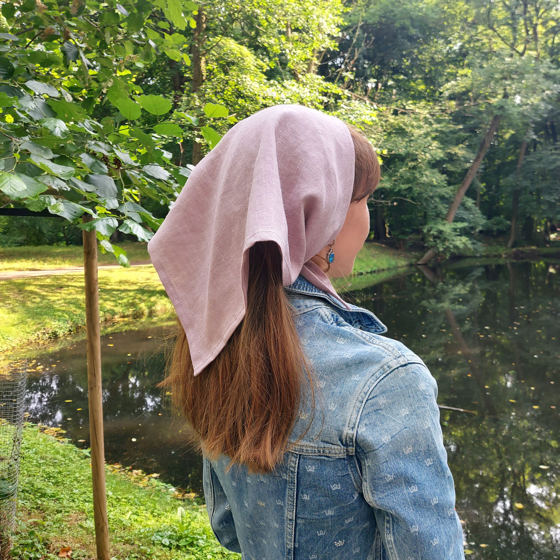 Leinen Bandana in Dusty Lilac – Weiches Kopftuch aus 100% Leinen | Stirnband & Haarband