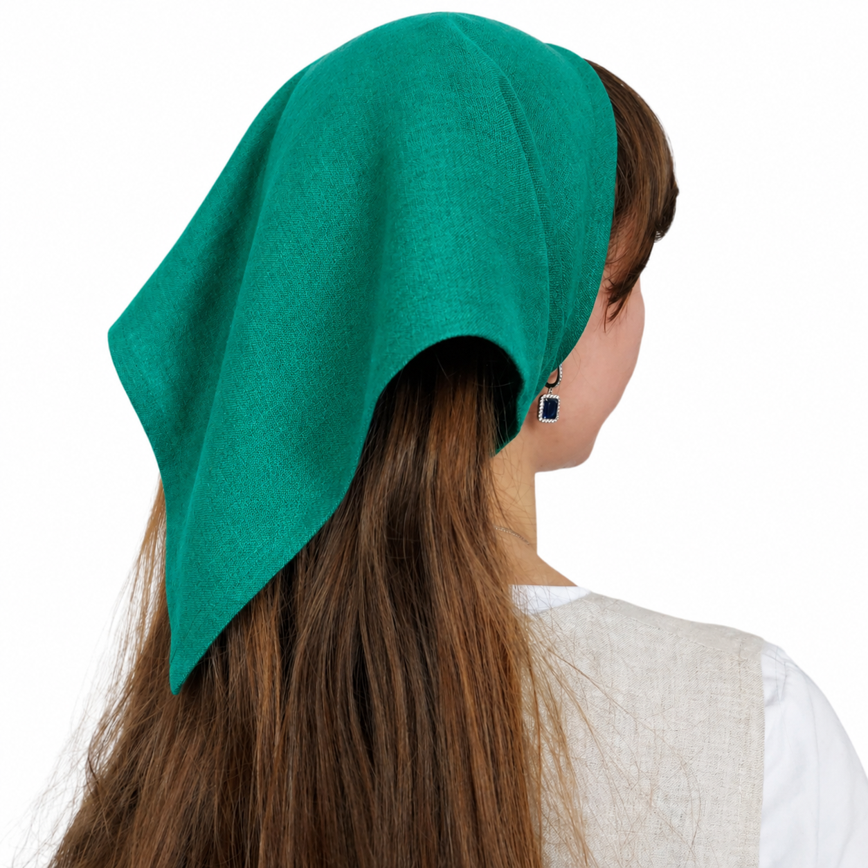 Leinen Bandana – Kopftuch, Stirnband & Halstuch | 100% Leinen | Smaragdgrünes