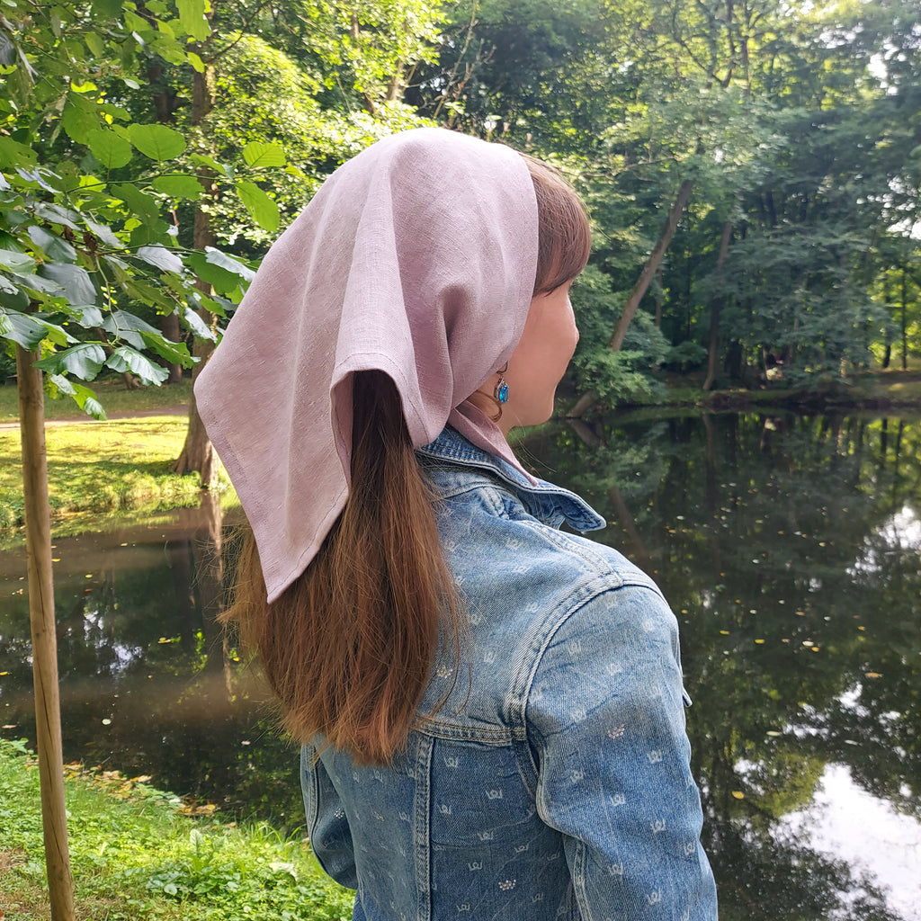 Leinen Bandana in Dusty Lilac – Weiches Kopftuch aus 100% Leinen | Stirnband & Haarband