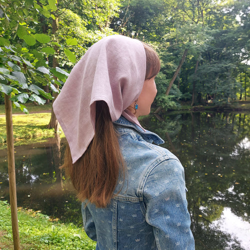 Leinen Bandana in Dusty Lilac – Weiches Kopftuch aus 100% Leinen | Stirnband & Haarband