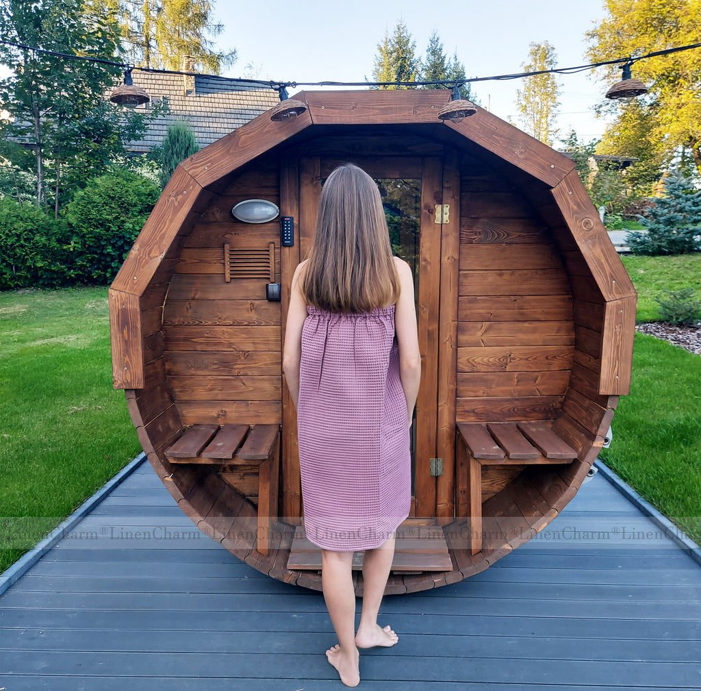 Saunatuch für Frauen | XS–6XL, weiche Baumwolle – perfekt für Bad, Sauna & Pool – Old Rose