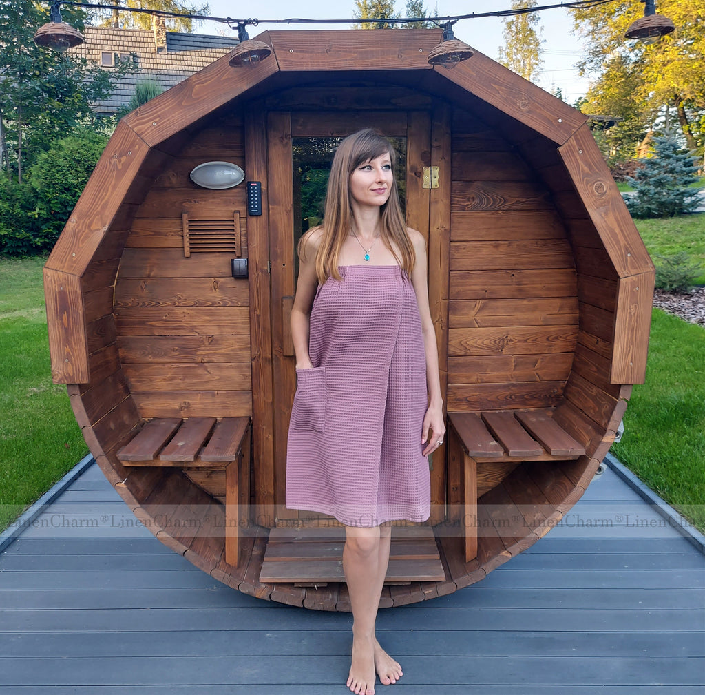 Saunatuch für Frauen | XS–6XL, weiche Baumwolle – perfekt für Bad, Sauna & Pool – Old Rose