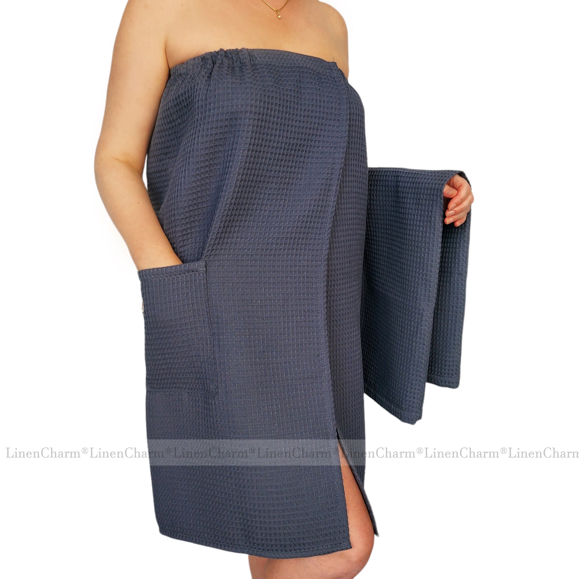 Saunatücher-Set | Saunatuch Damen | Sauna Wickeltuch | 100 % Baumwolle Anthrazit