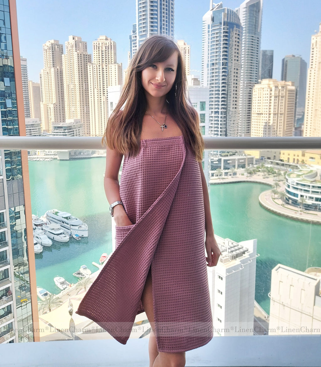 Saunatuch für Frauen | XS–6XL, weiche Baumwolle – perfekt für Bad, Sauna & Pool – Old Rose