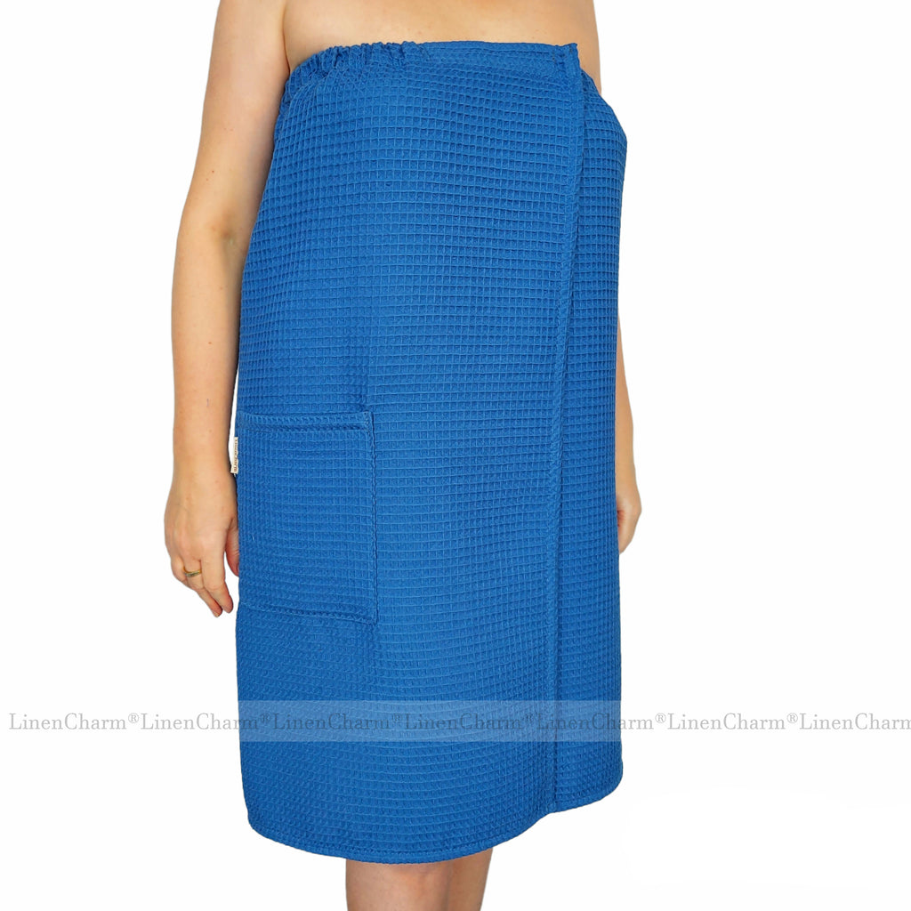 Saunatuch Damen Blau – weiches, saugfähiges Baumwolltuch-Set für Wellness & Bad
