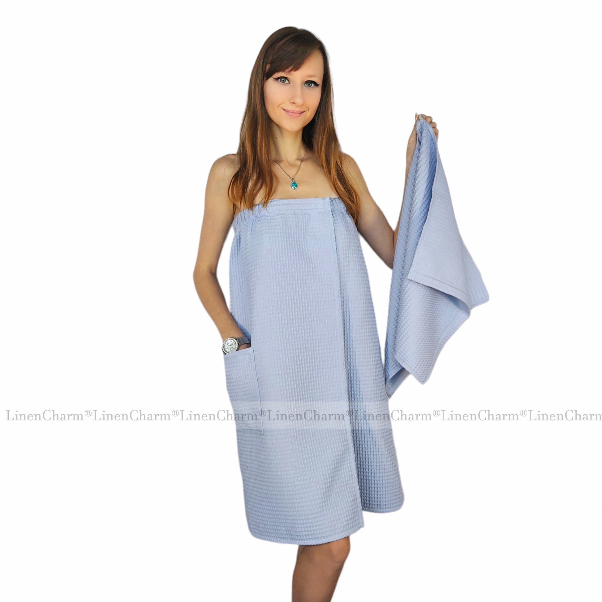 Saunatücher-Set Damen Lavendel – elegantes Sauna-Wickeltuch mit Handtuch aus 100 % Baumwolle