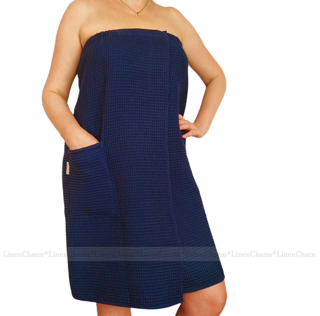 Saunatuch Damen Marineblau – weiches, saugfähiges Baumwolltuch-Set für Wellness & Bad