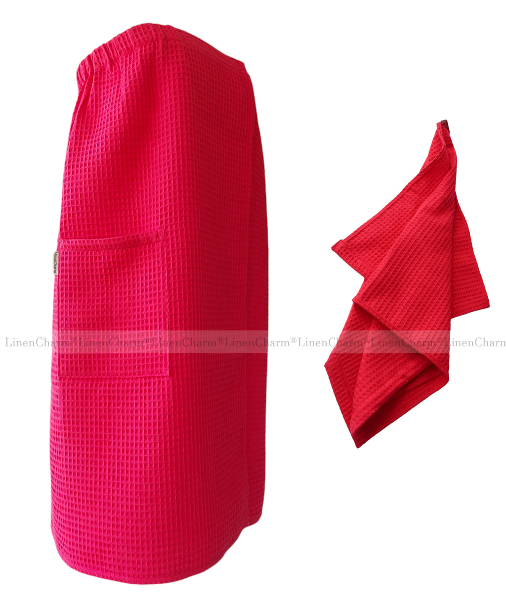 Saunatücher-Set Damen Rot – elegantes Sauna-Wickeltuch mit Handtuch aus 100 % Baumwolle