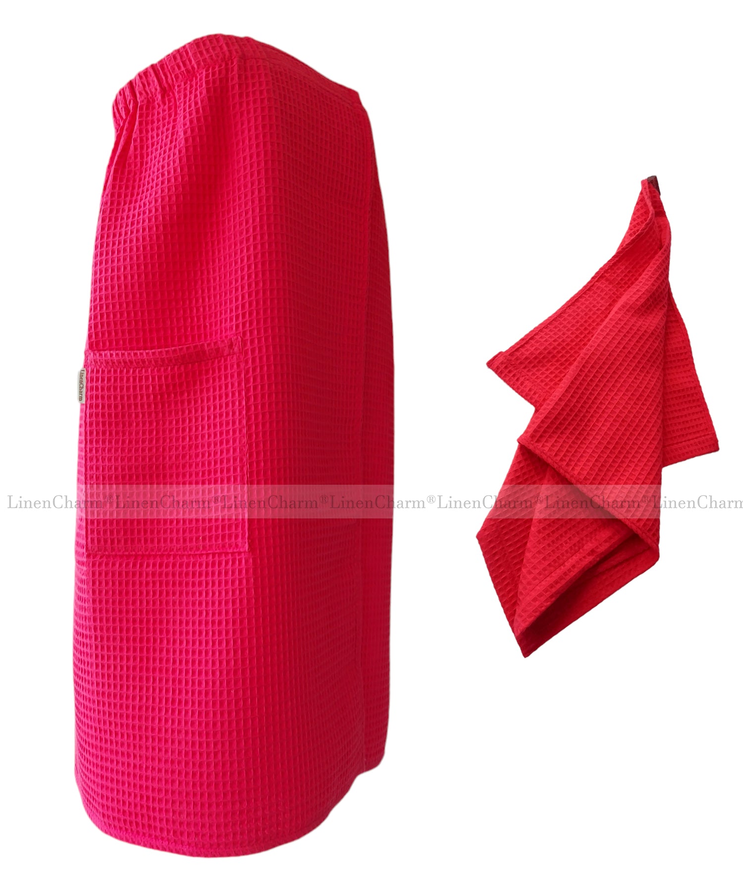 Saunatücher-Set Damen Rot – elegantes Sauna-Wickeltuch mit Handtuch aus 100 % Baumwolle