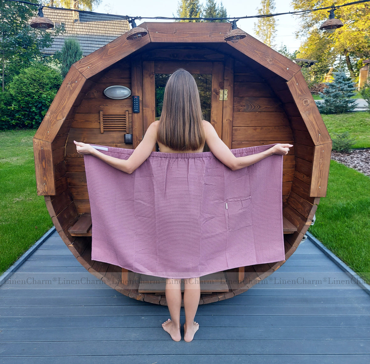 Saunatuch Damen Old Rose – elegantes Wickeltuch aus Baumwolle für Sauna, Wellness & Spa