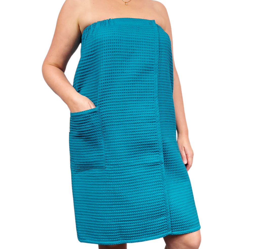 Saunatuch für Damen in Meeresblau, Aus weicher Baumwolle, Ideal für Sauna, Bad und Pool, Größen XS-6XL