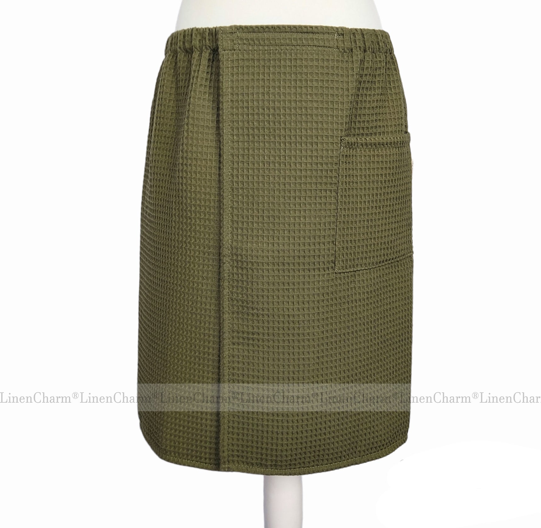 Saunatuch für Herren in Moos Khaki, Aus weicher Baumwolle, Ideal für Sauna, Bad und Pool, Größen XS-6XL