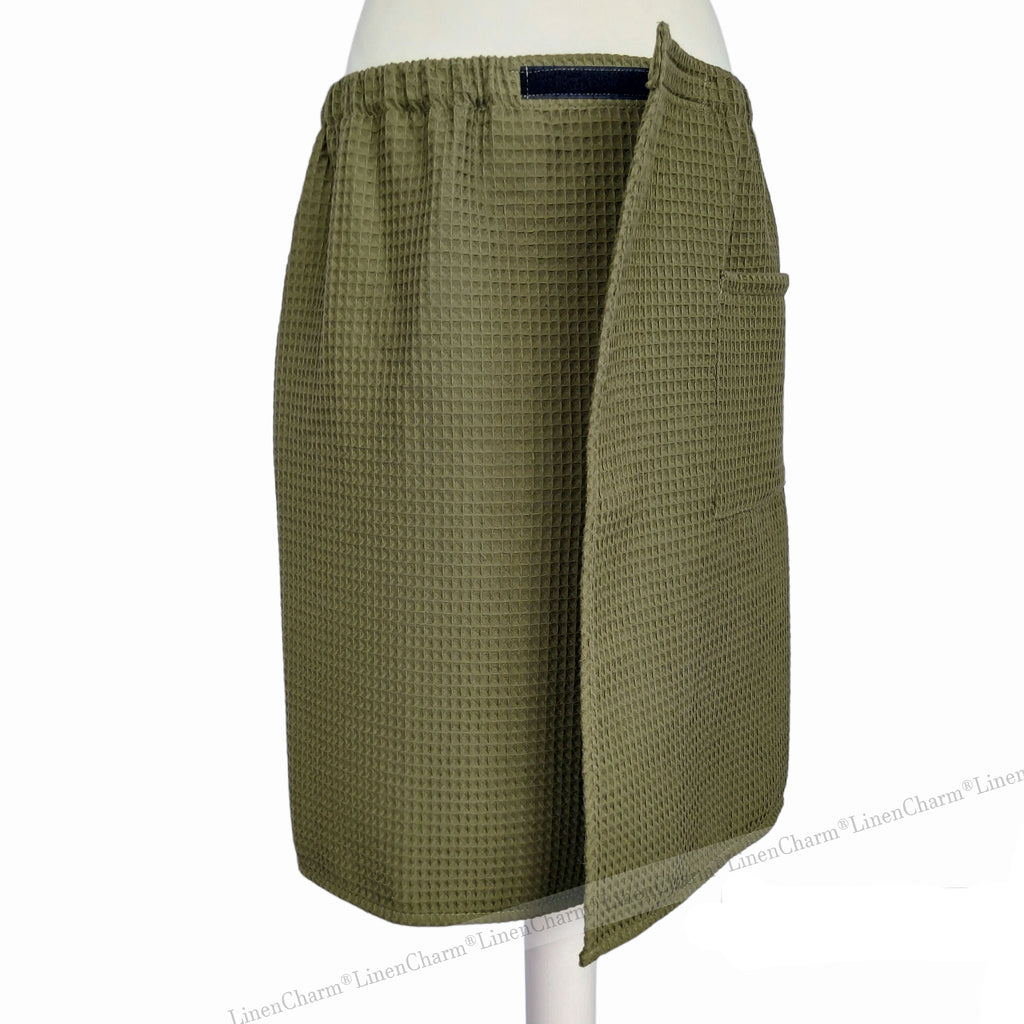 Premium Saunatuch für Herren in Moos Khaki, Weiche Baumwolle, XS-6XL, Ideal für Bad, Sauna & Pool