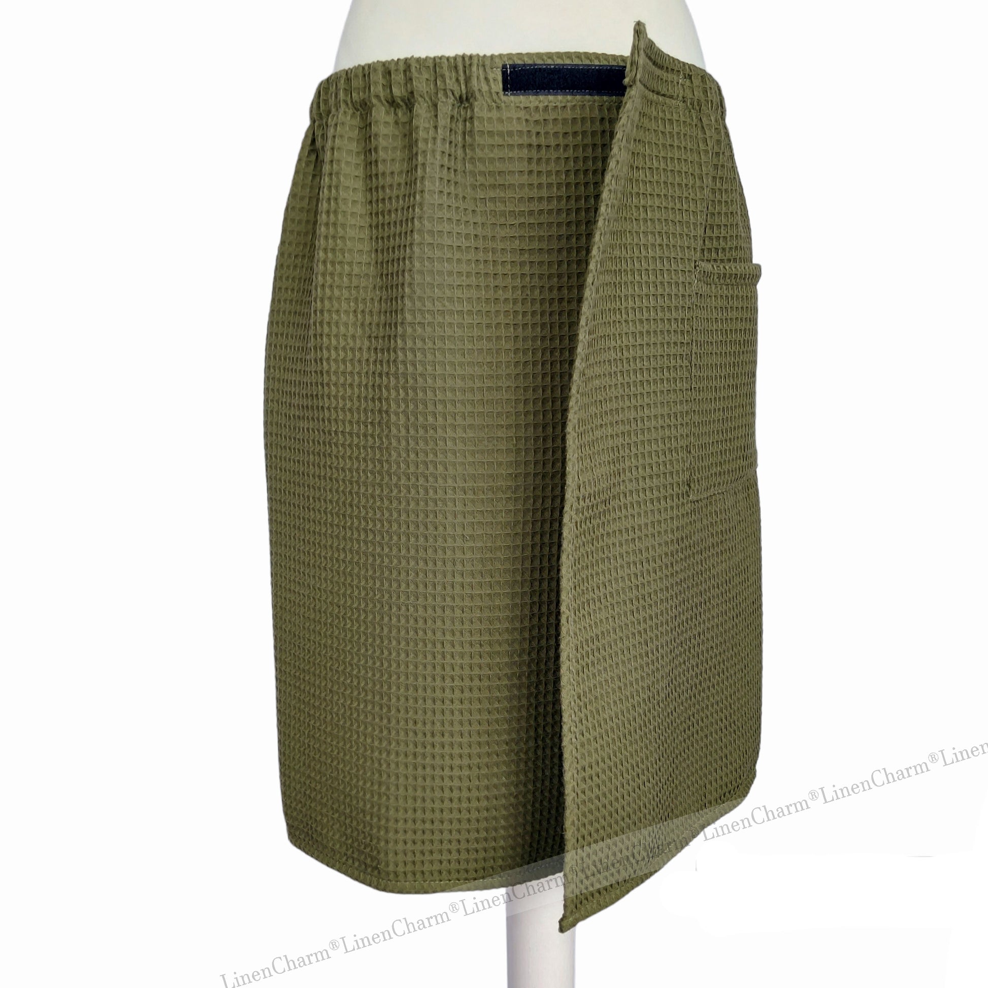 Premium Saunatuch für Herren in Moos Khaki, Weiche Baumwolle, XS-6XL, Ideal für Bad, Sauna & Pool