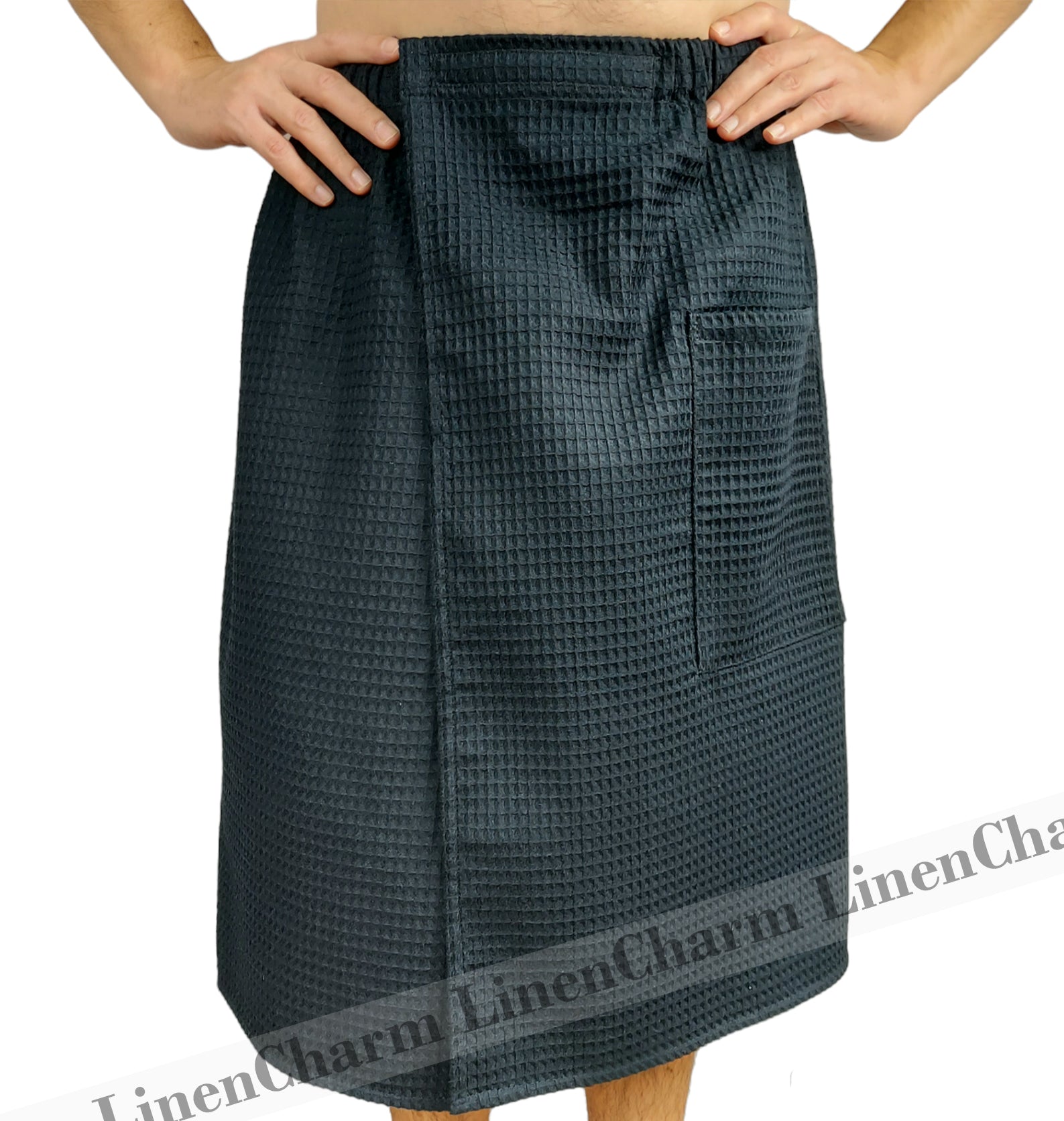 Saunatuch für Herren in Schwarz, Aus weicher Baumwolle, Ideal für Sauna, Bad und Pool, Größen XS-6XL