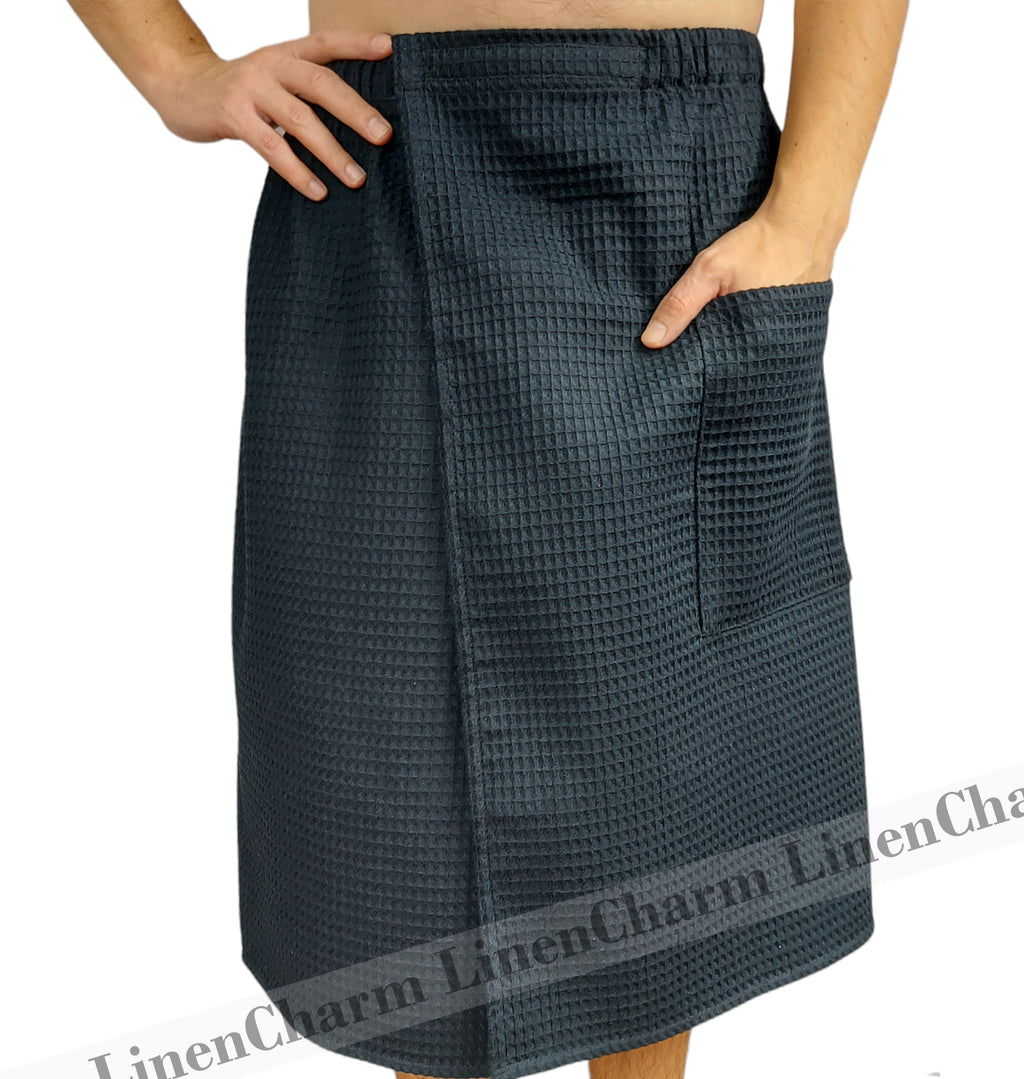 Premium Saunatuch für Herren in Schwarz, Weiche Baumwolle, XS-6XL, Ideal für Bad, Sauna & Pool