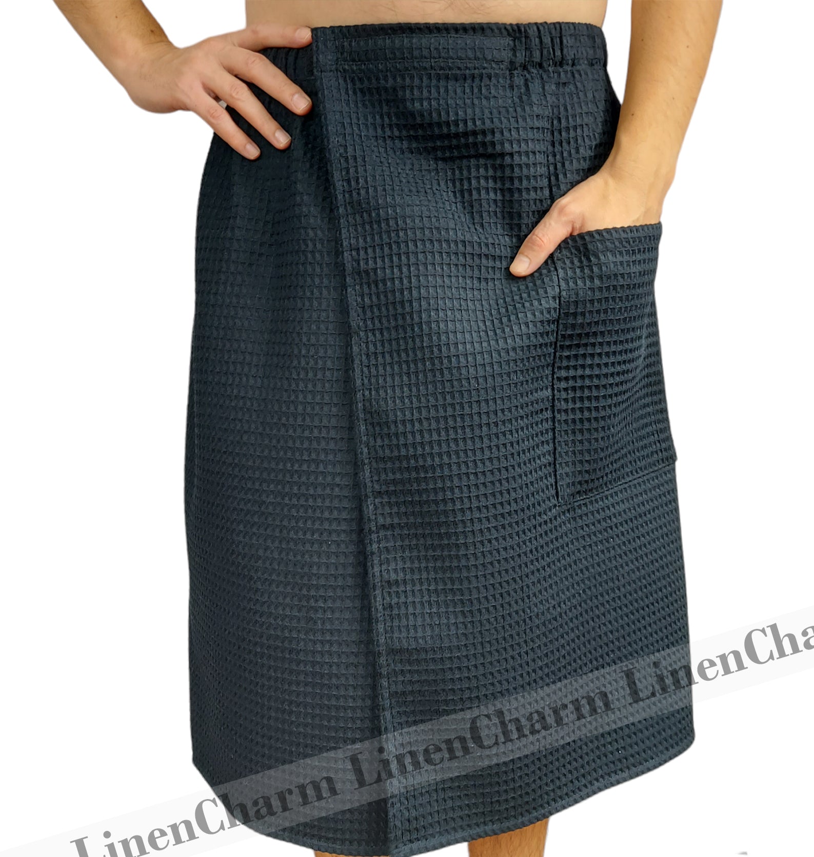Premium Saunatuch für Herren in Schwarz, Weiche Baumwolle, XS-6XL, Ideal für Bad, Sauna & Pool