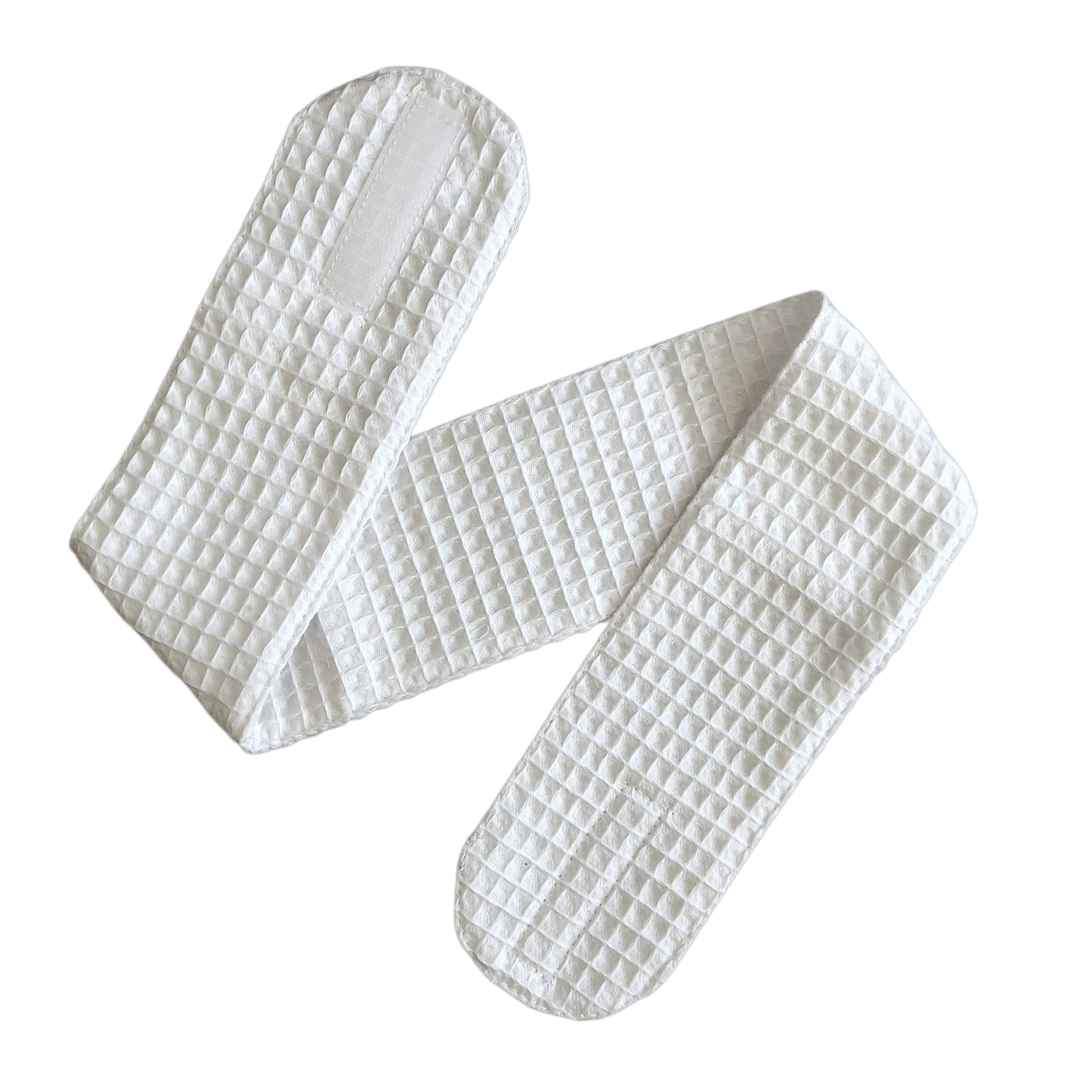 Spa-Stirnband aus 100 % Baumwolle in Weiß mit Waffelstruktur – weich & verstellbar
