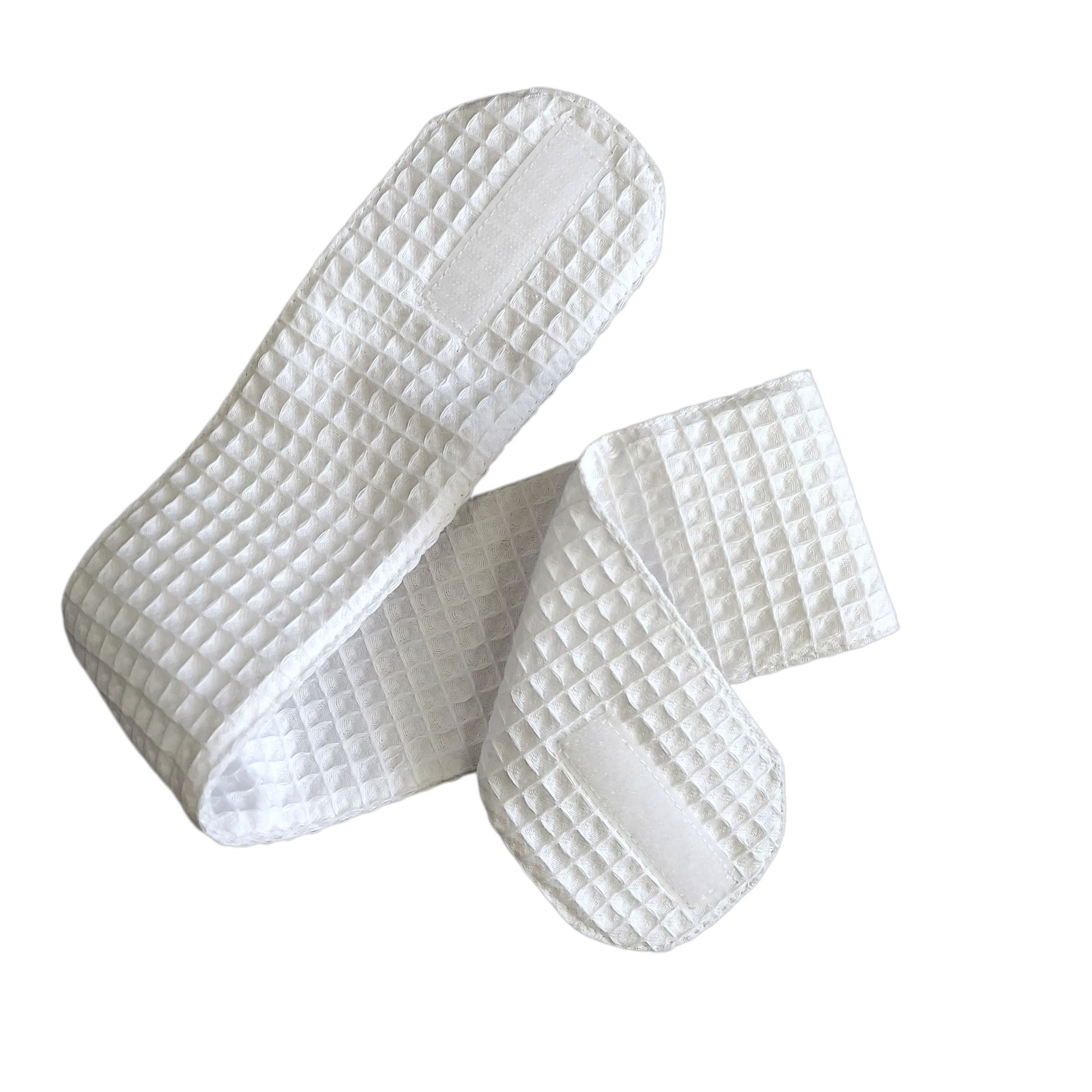 Weißes Spa-Stirnband mit Klettverschluss – verstellbar, saugfähig & hautfreundlich